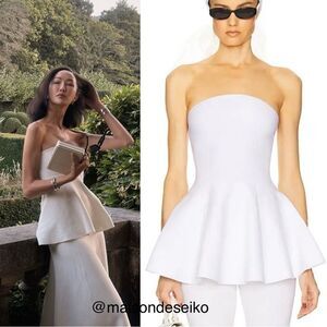 NWT Helsa White Maude Knit Peplum Strapless Top Bridal Wedding size S